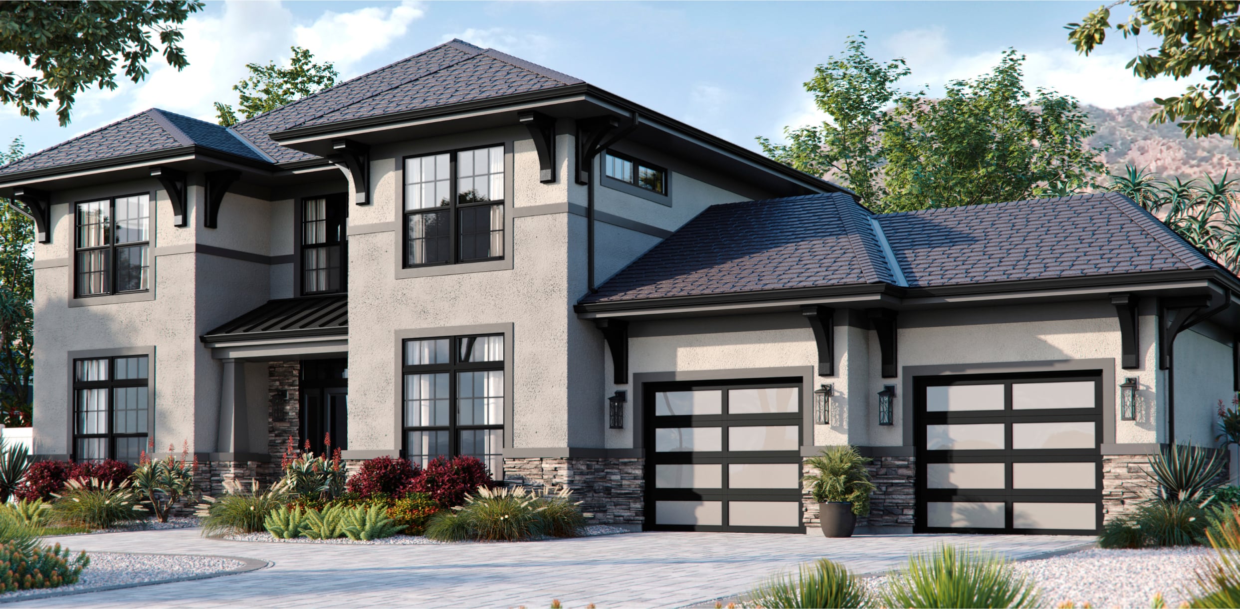 Home Exterior with Black West Pro 200 Series Single Hung Windows