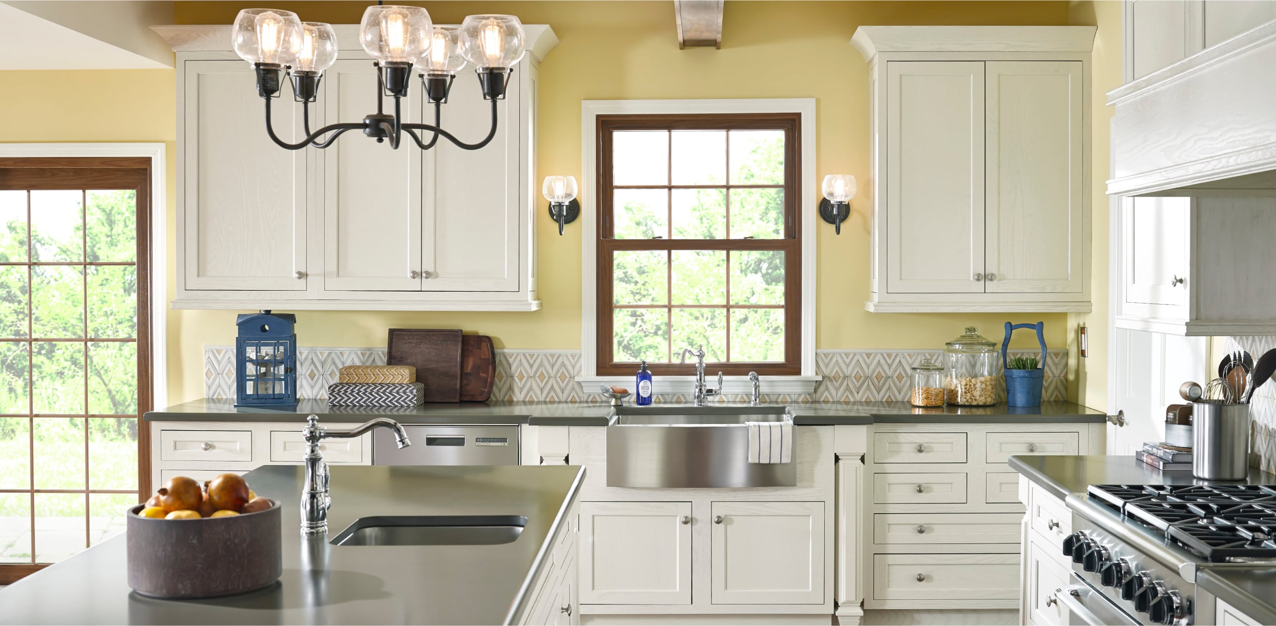 Interior East Premium Series Double Hung Window with Colonial Grilles