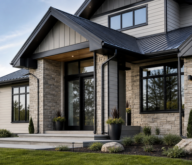 1500 Black Coextruded Double Hung Window Silo Photo