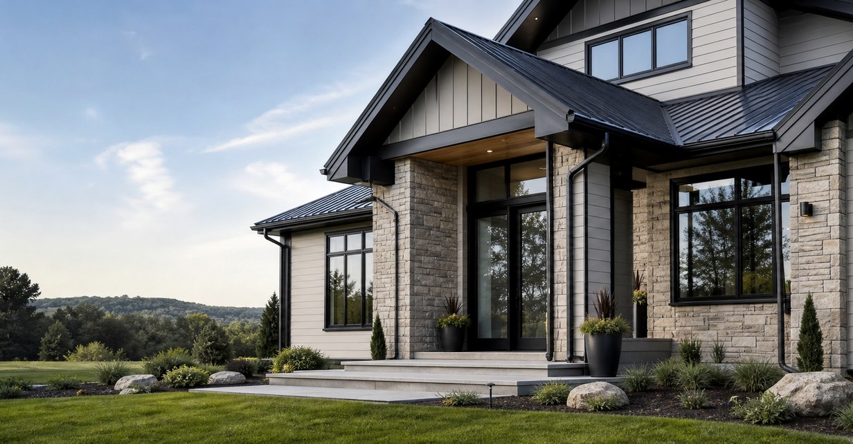 Black Coextruded AMBLA INC 1500 Vinyl Collection Double Hung Windows and Patio Door Livingroom Interior